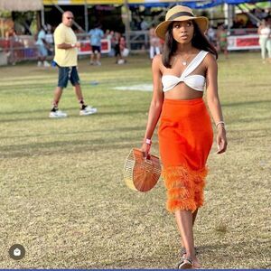 Celebrity Worn! Andreeva Golden Poppy Knit Skirt size medium